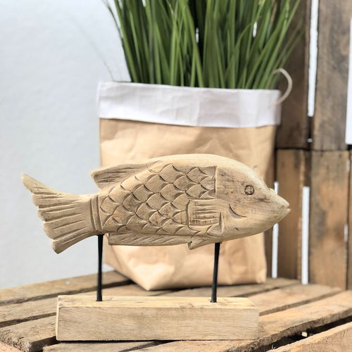 Holzfisch auf Basis 30 cm