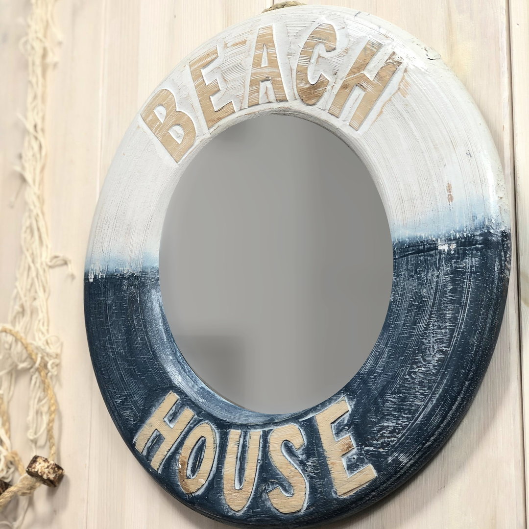 Wandspiegel Spiegel Rettungsring Holz Beach House Ø 38,5cm maritime Dekoration 