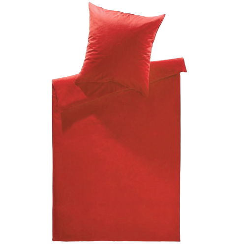 Winterbettwäsche "Daphne Uni" rot aus Flanell 200x200 cm