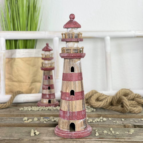 Deko-Leuchtturm vintage-rot 45 cm