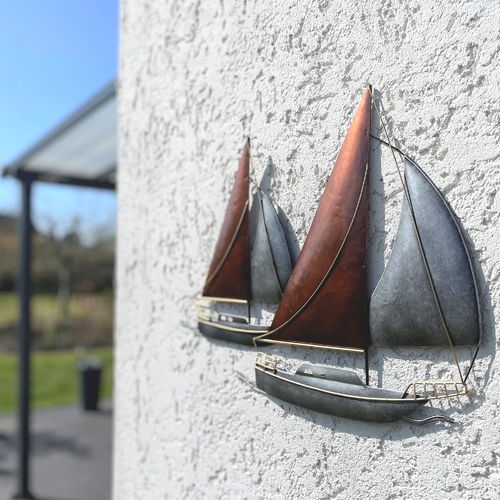 Metall Wanddeko Boote "Travemünde" 50 cm