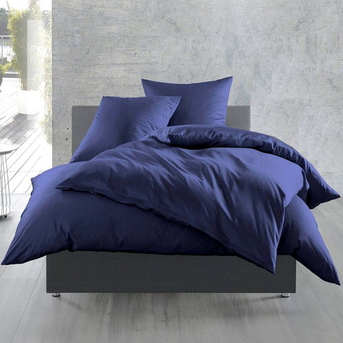 Einfarbige Bettwäsche dunkelblau 135x200 cm + 80x80 cm