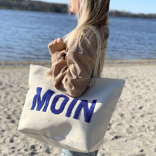 Maritime Badetasche "Moin" mit Frottee Applikation