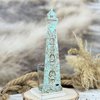 Teelichthalter Leuchtturm 30 cm rost - türkis