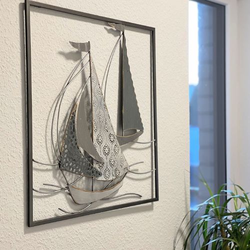 Maritime Wanddeko "Segler" Wandbild 50x50 cm Metall