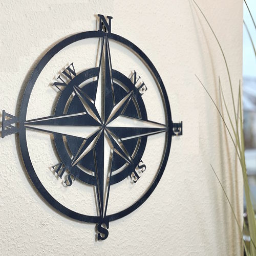 Metall Wandbild Kompass "Windrose" 45 cm
